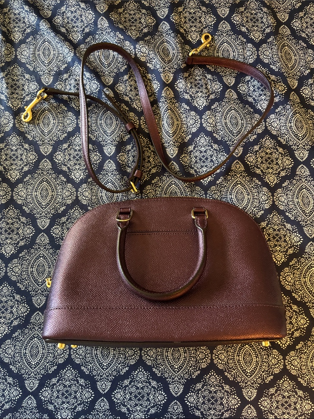 Coach Chocolate Brown Leather Dome Satchel with Gold Hardware - Picture 2 of 5
